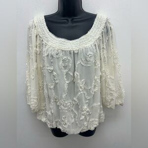 Max Edition Cream Textured Blouse